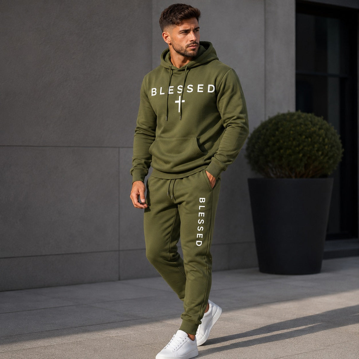 Conjunto Braven™ con Sudadera con Capucha, Bolsillo Canguro y Pantalón Jogger