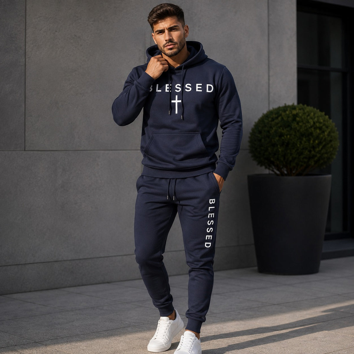 Conjunto Braven™ con Sudadera con Capucha, Bolsillo Canguro y Pantalón Jogger