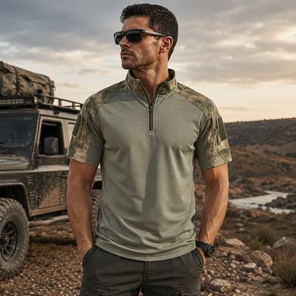 Playera Táctica Kaiven™ con Paneles Camuflados y Cuello con Cierre