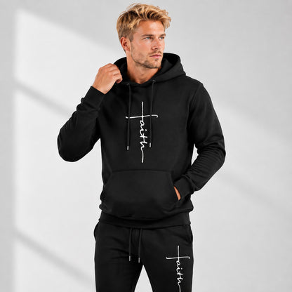 Conjunto Raviel™ con Estampado Faith, Sudadera con Capucha y Pantalón Jogger