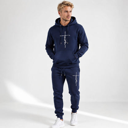 Conjunto Raviel™ con Estampado Faith, Sudadera con Capucha y Pantalón Jogger