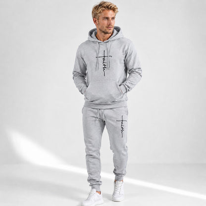 Conjunto Raviel™ con Estampado Faith, Sudadera con Capucha y Pantalón Jogger
