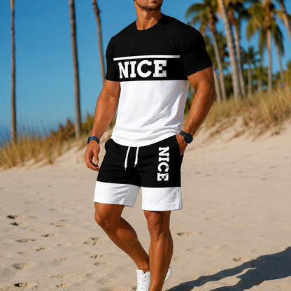 Conjunto Laredo™ con Camiseta Bicolor Estampada y Shorts con Cordón Ajustable