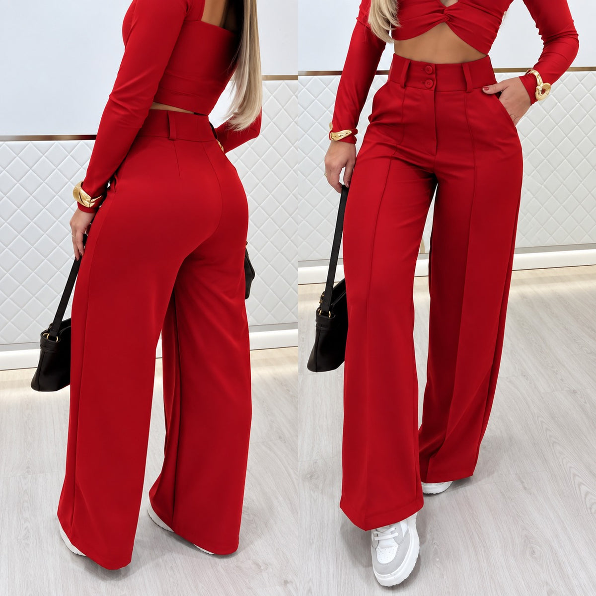 Pantalón Marcelie™ de Sastrería Premium con Cintura Alta y Corte Palazzo
