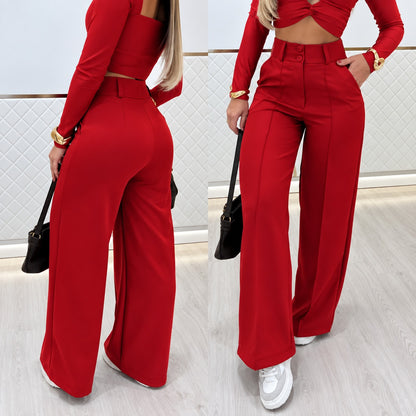 Pantalón Marcelie™ de Sastrería Premium con Cintura Alta y Corte Palazzo