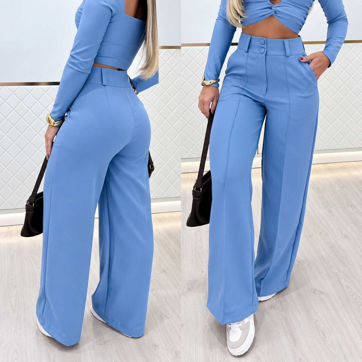 Pantalón Marcelie™ de Sastrería Premium con Cintura Alta y Corte Palazzo