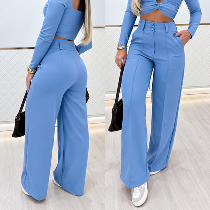 Pantalón Marcelie™ de Sastrería Premium con Cintura Alta y Corte Palazzo