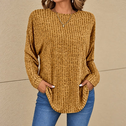 Blusa Norielle™ con Textura Jaspeada en Relieve y Corte Ligeramente Largo