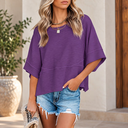 Blusa Marlie™ con Caída Ligera, Mangas Amplias y Detalle de Costura Frontal