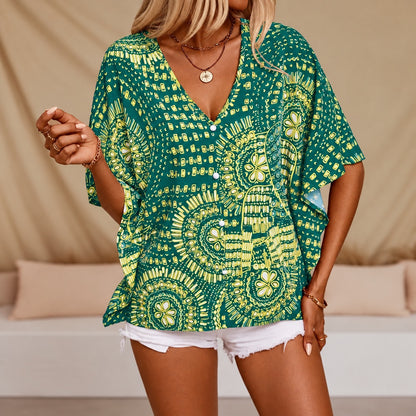 Blusa Amaltea™ con Estampado Ornamental y Caída Fluida