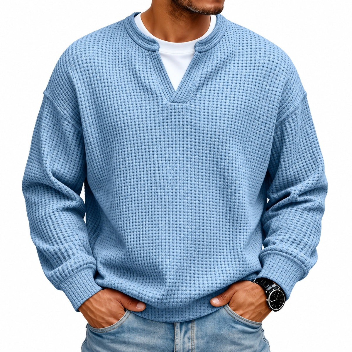 Suéter Caspian™ con Tejido Texturizado en Relieve y Cuello Estructurado