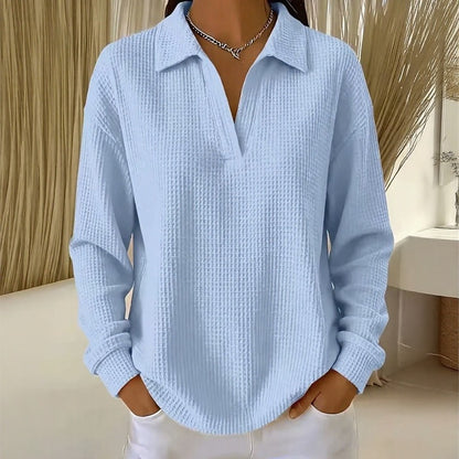 Blusa Luma™ con Tejido Texturizado, Cuello Clásico y Corte Amplio