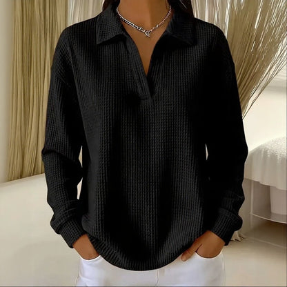 Blusa Luma™ con Tejido Texturizado, Cuello Clásico y Corte Amplio