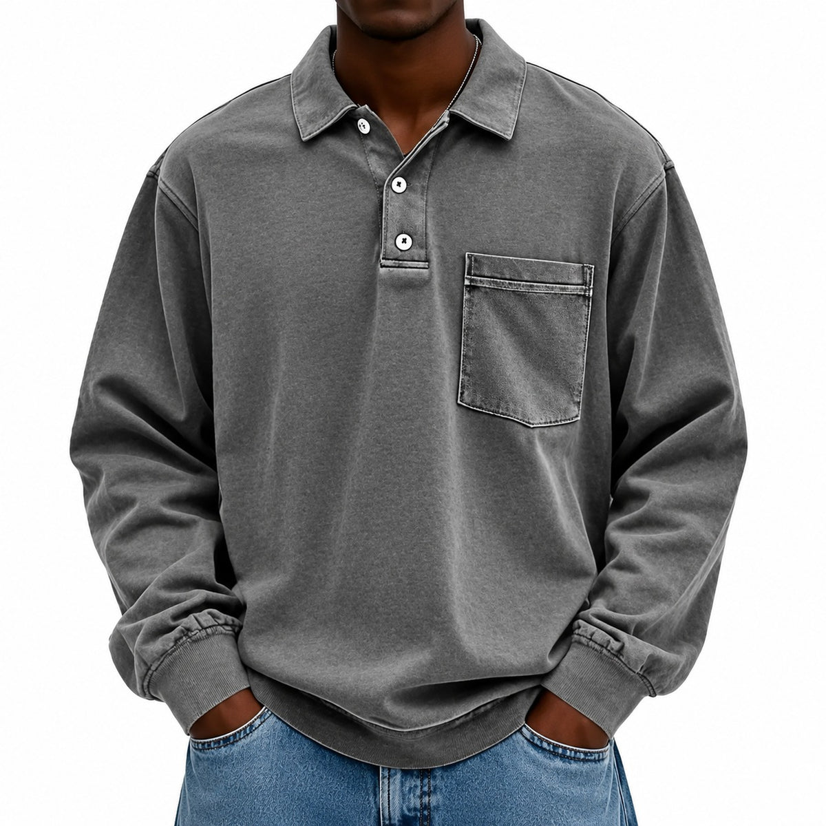 Camisa Polo Renato™ con Manga Larga y Bolsillo Frontal
