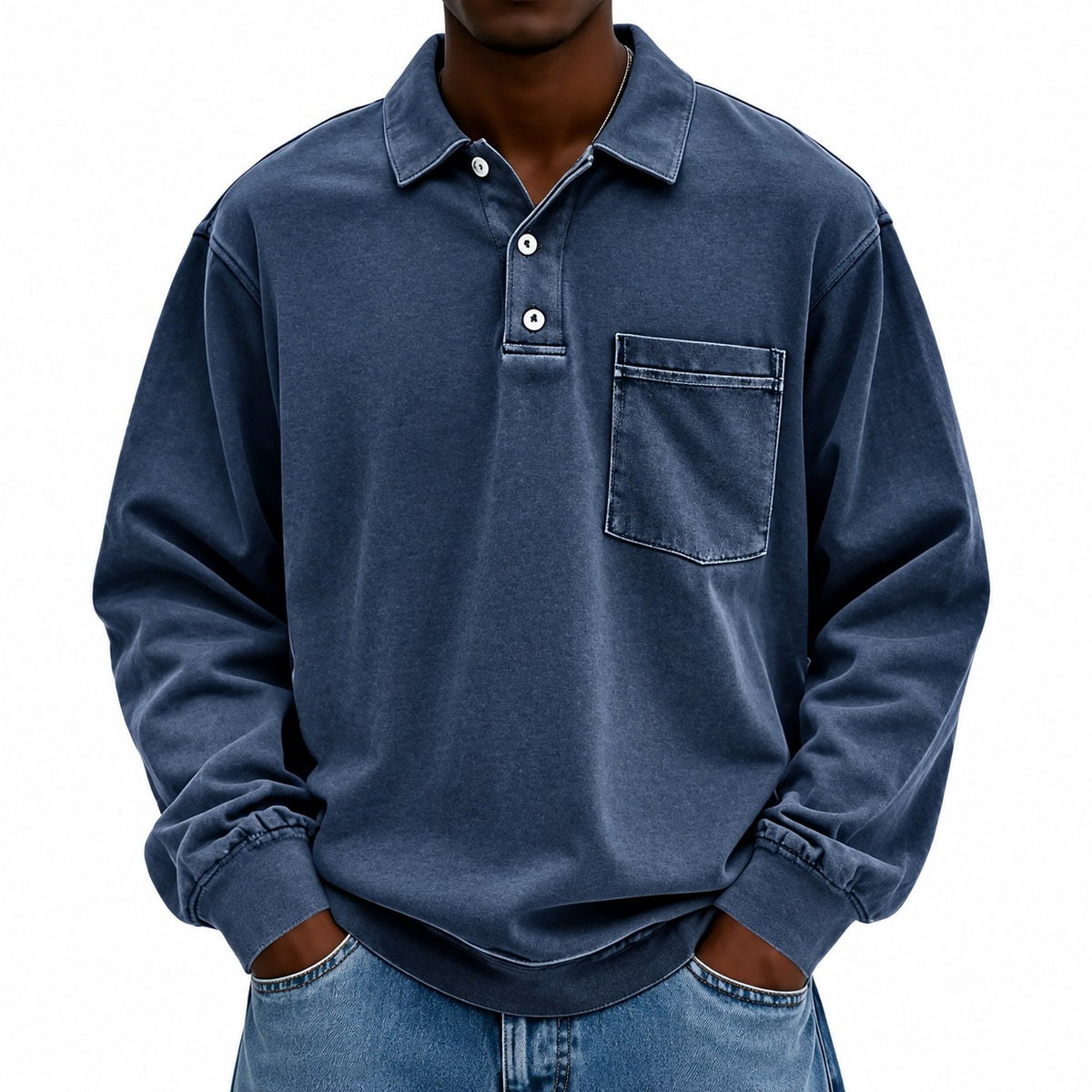 Camisa Polo Renato™ con Manga Larga y Bolsillo Frontal
