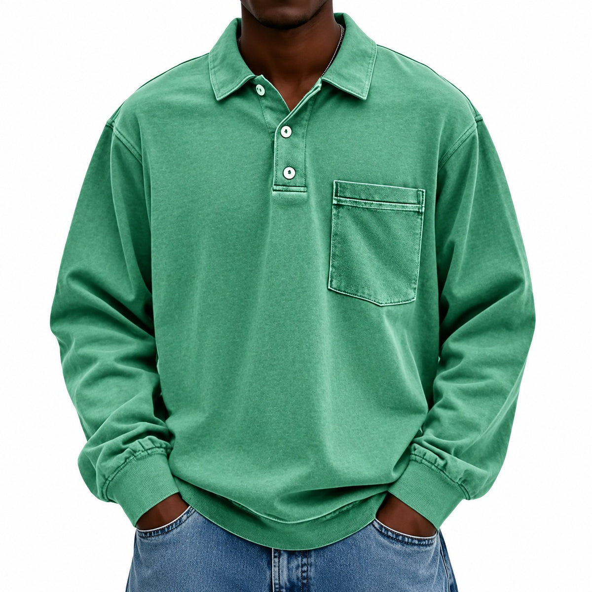 Camisa Polo Renato™ con Manga Larga y Bolsillo Frontal