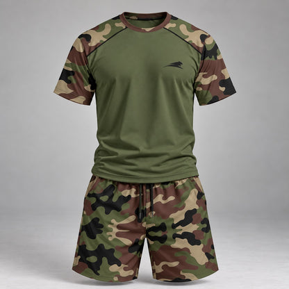 Conjunto Landon™ con Estilo Camuflaje, Camiseta de Manga Corta y Short con Cordón