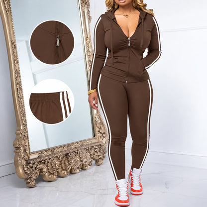 Conjunto Deportivo Alessandra™ con Chamarra con Capucha y Pantalón Ajustado