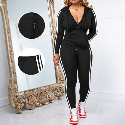 Conjunto Deportivo Alessandra™ con Chamarra con Capucha y Pantalón Ajustado