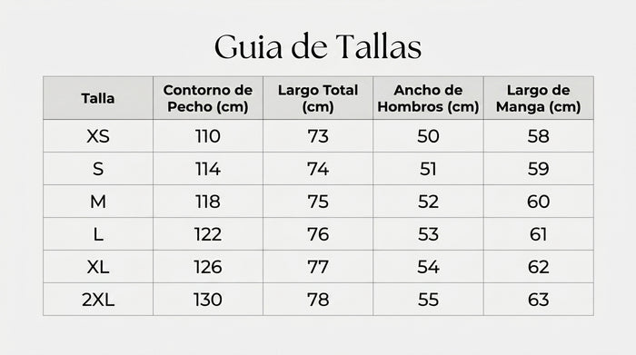 Guía de tallas